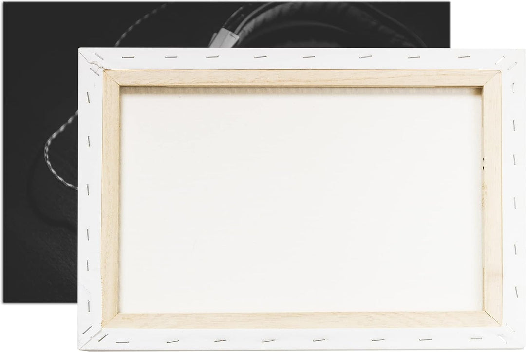 deyoli Stereo Audio Kopfhörer Format:75x50 cm als Leinwandbild, Motiv fertig gerahmt auf Echtholzrah