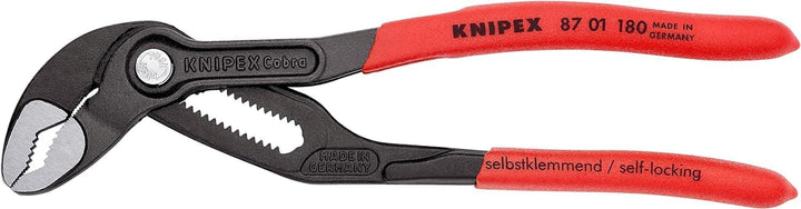 KNIPEX Cobra, Wasserpumpenzange | Rohrzange, Chrom-Vanadium, atramentiert, 180 mm (SB-Karte/Blister)