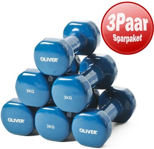 OLIVER Kurzhantelpaar 3er Kombi 3kg Gewichte Kraft Training Vinylummantelung