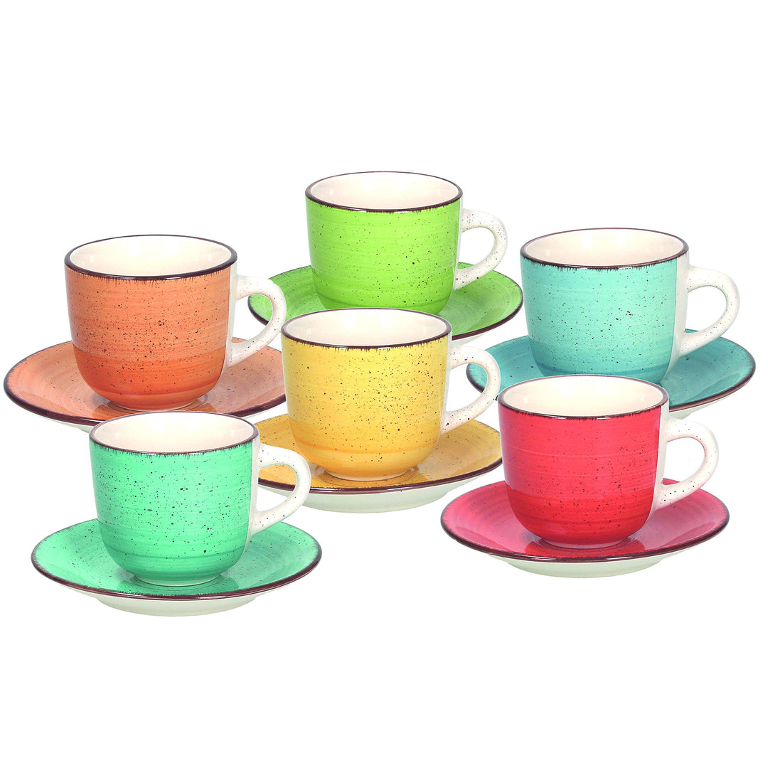 Tognana LS18502M043 Set aus 6 Espressotassen mit Teller, C250 Art & Pepper, Stoneware