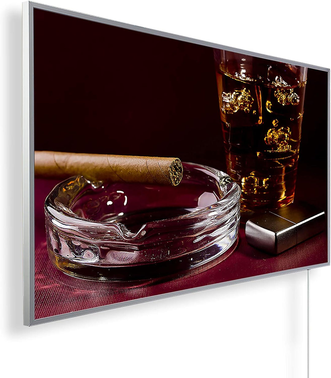 Infrarot Heizung 600 Watt Bildheizung mit Digitalthermostat Elektroheizung mit Stecker für Steckdose