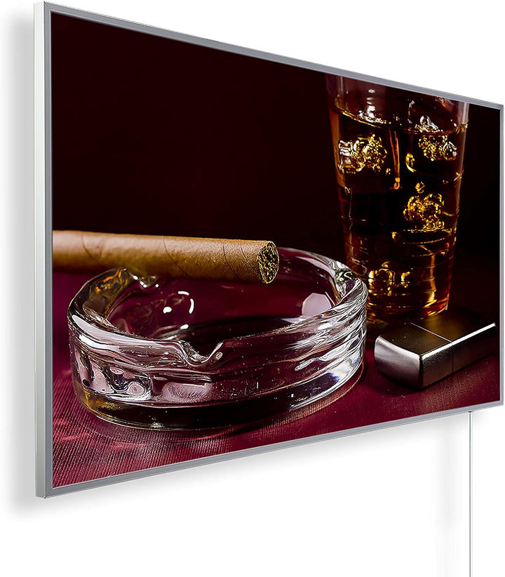 Infrarot Heizung 600 Watt Bildheizung mit Digitalthermostat Elektroheizung mit Stecker für Steckdose