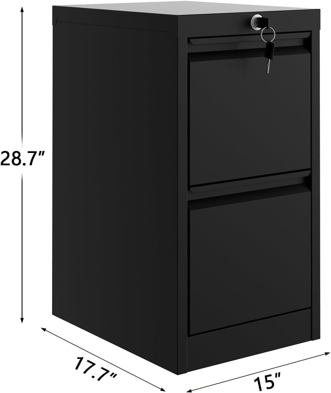 Metall Aktenschrank mit Abschliessbar 2 Schubladen, 38 x 45 x 73 cm Aufbewahrungsschrank für A4, Leg