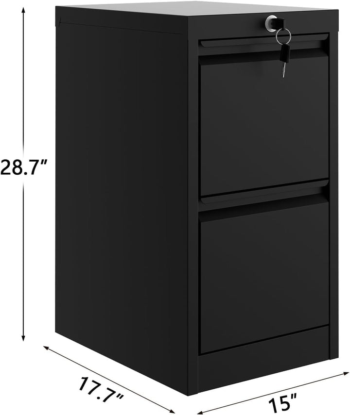 Metall Aktenschrank mit Abschliessbar 2 Schubladen, 38 x 45 x 73 cm Aufbewahrungsschrank für A4, Leg