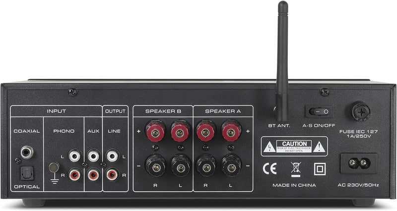 Dynavox Stereo Kompakt-Verstärker VT-90, schraubbare Anschluss-Terminals für 4 Lautsprecher, Fernbed