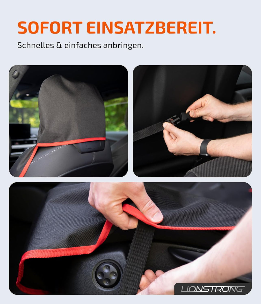 LIONSTRONG® Autositzschoner Vordersitz universell kompatibel [WASSERDICHT] - Autositzbezüge Vordersi