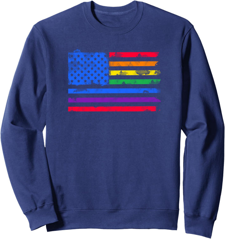 American Rainbow Flag Watercolor Pride Sweatshirt
