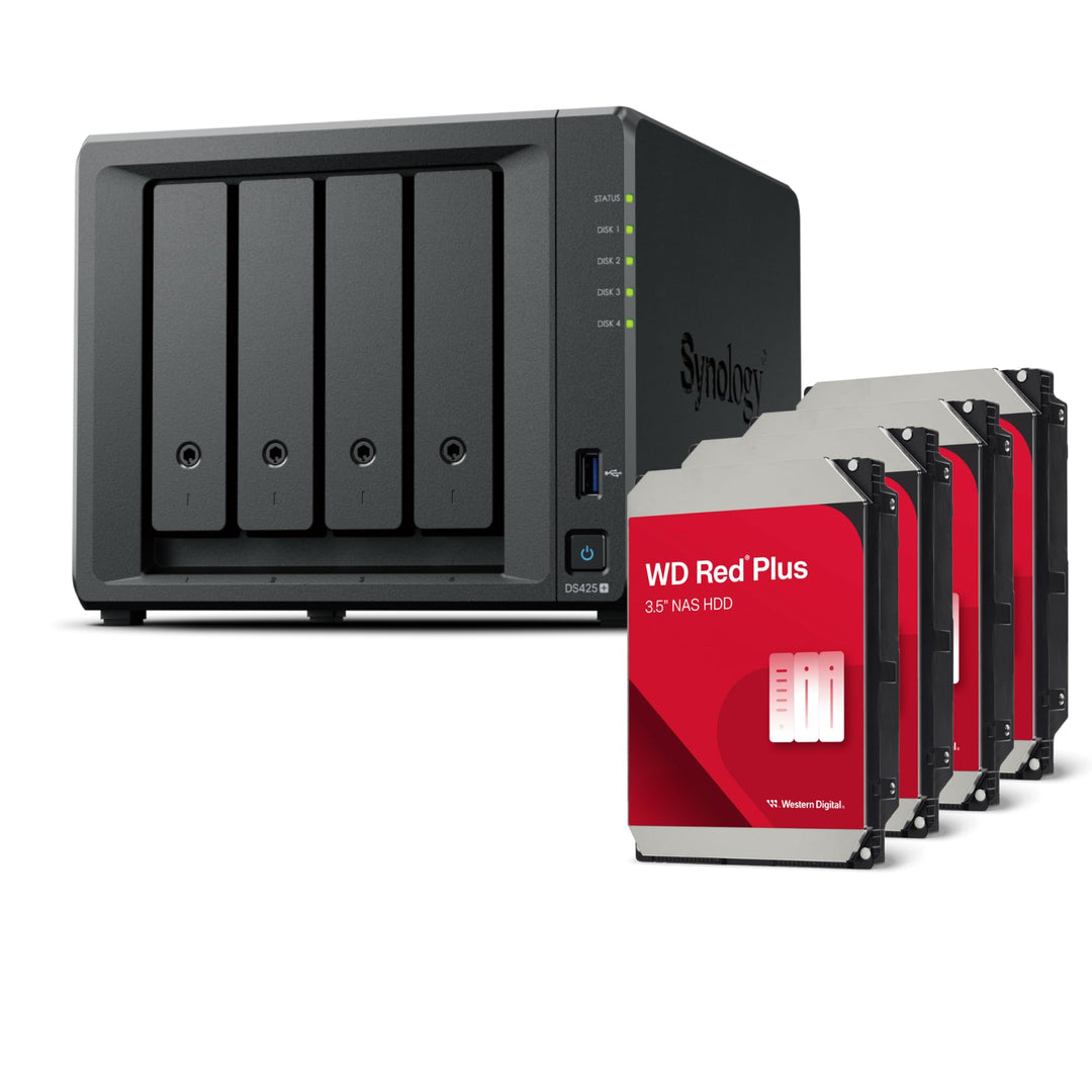 Synology DS425+ 8TB Bundle Western Digital (4X 2TB WD Red Plus) 4 Bay Desktop NAS; mit einem Intel C