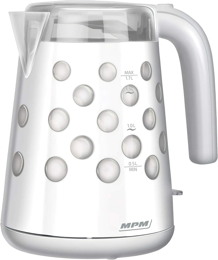 MPM MCZ-86 Elektrischer Wasserkocher 1,7 L, BPA-freier Kunststoffbehälter, Kabellos, Abschaltautomat