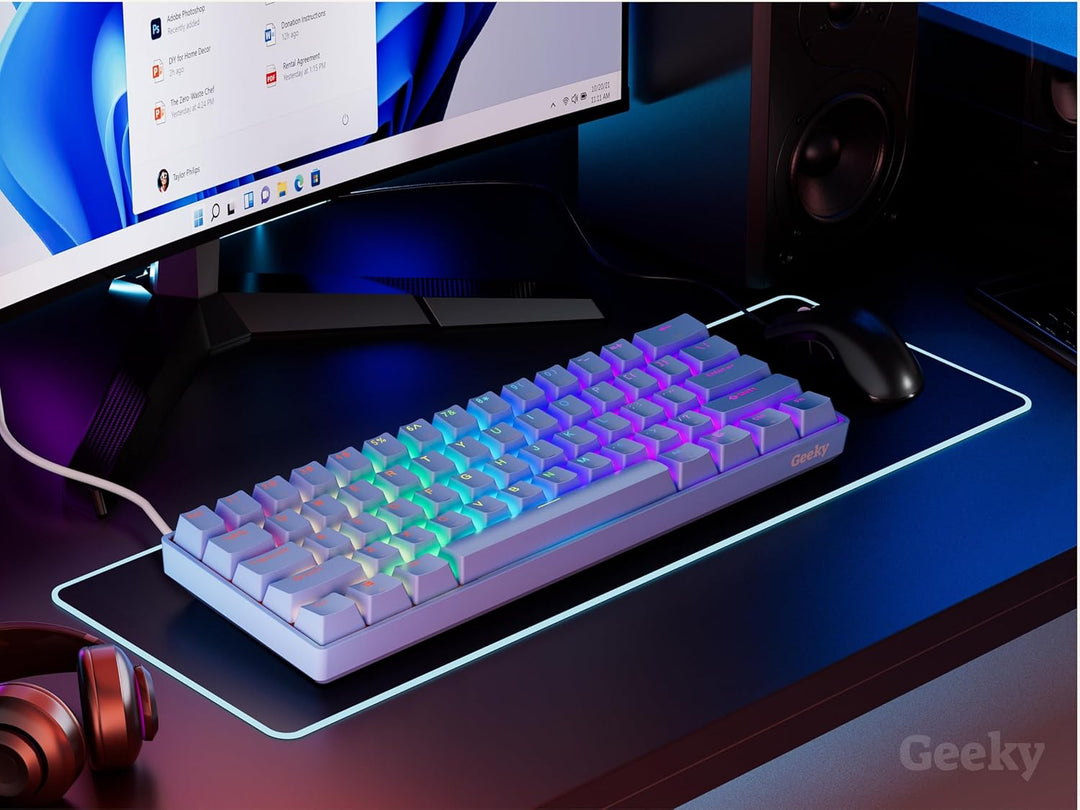Geeky GK61 SE 60% | Mechanische Gaming-Tastatur | 61 Tasten Multi Color RGB LED Hintergrundbeleuchtu
