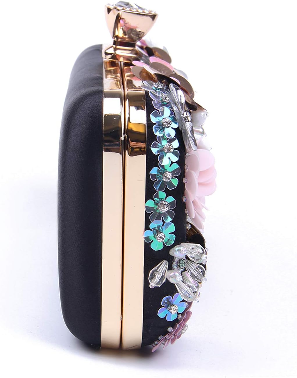 Jywmsc Damen Clutches Blume Abendtasche Handtasche Hochzeit Clutch Party Tasche Schwarz, Schwarz