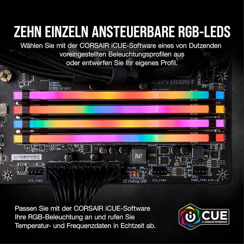 Corsair Vengeance RGB Pro 32GB (2x16GB) DDR4 4000 (PC4-32000) C18 optimiert für AMD X570 - Schwarz 2