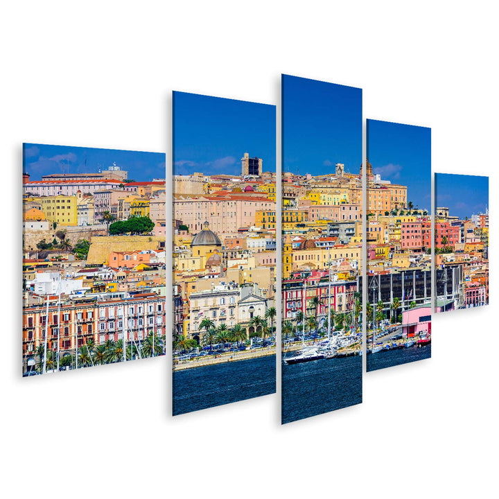 islandburner, Bild Bilder auf Leinwand Cagliari Sardinien Italien Küstenskyline am Mittelmeer Wandbi