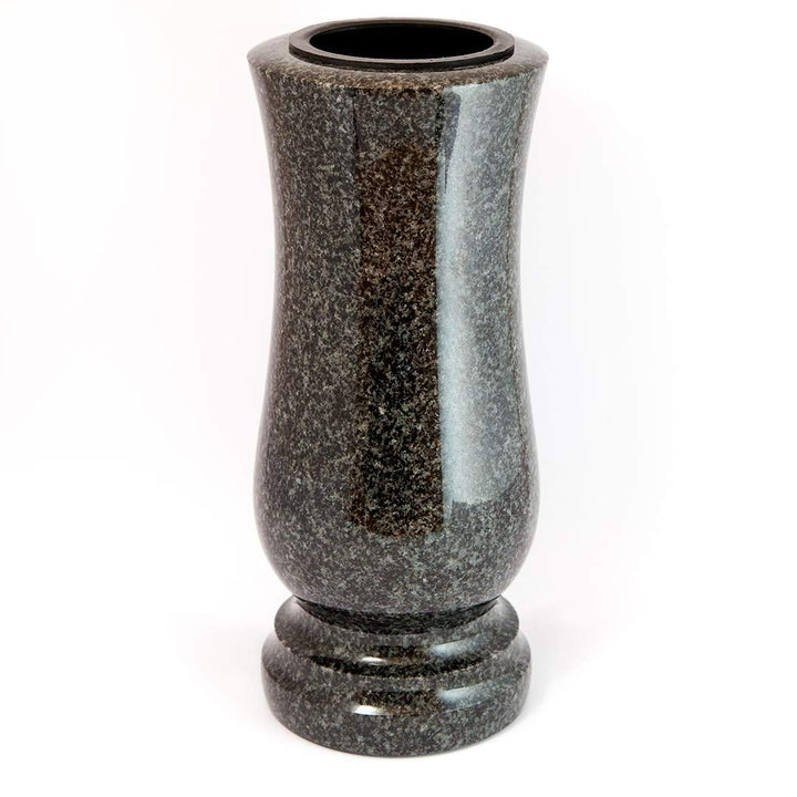 Afterglow Stilvolle Grabvase aus echtem Granit Impala hell Höhe 28 cm/Ø 12 cm Grabschmuck wetterfest