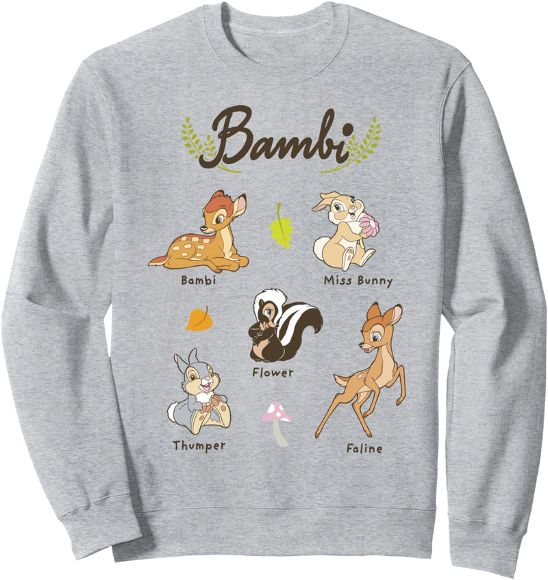 Disney Bambi Vintage Movie Characters Textbook Display Sweatshirt