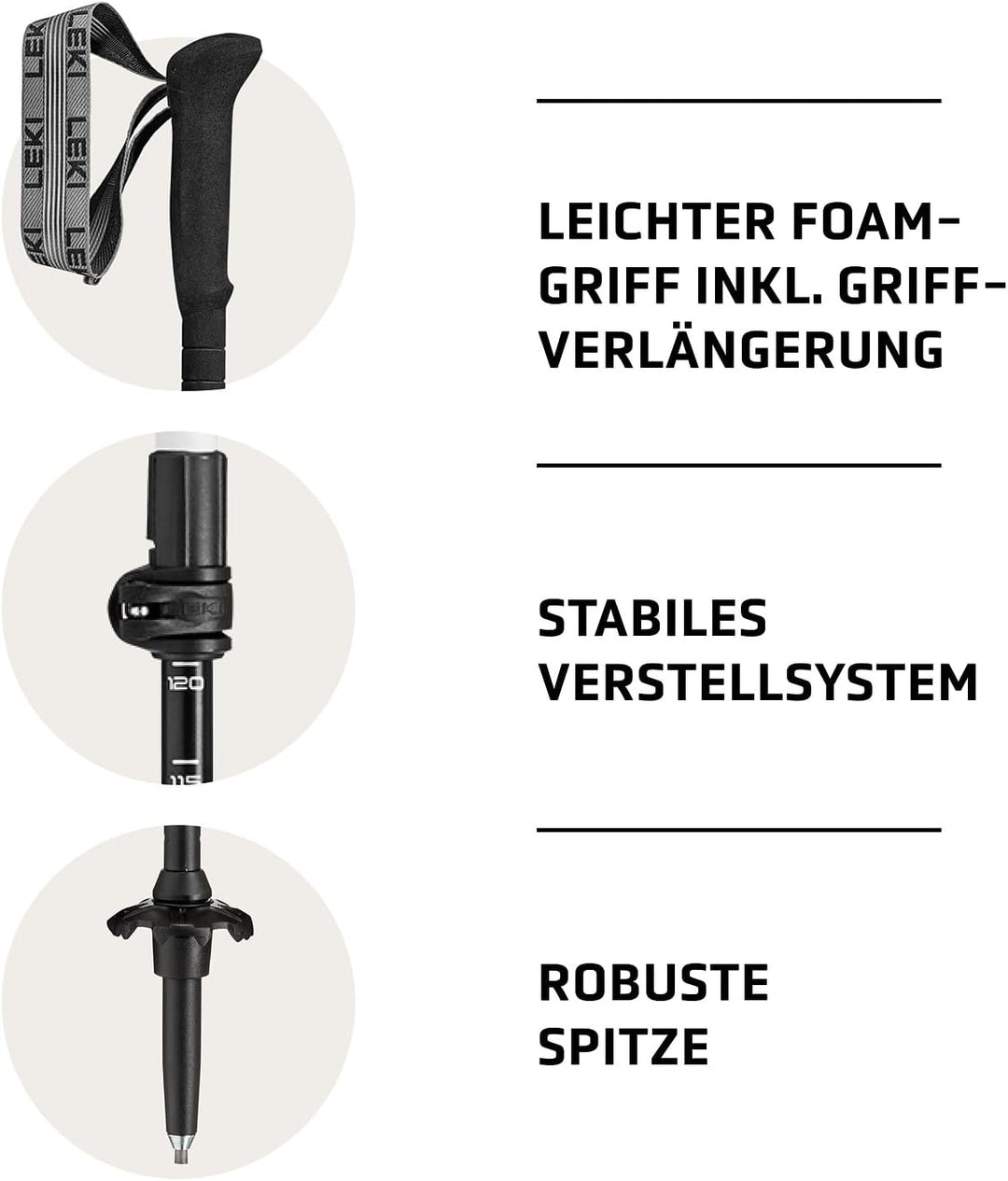 LEKI Skytera Lite Wanderstöcke Damen & Herren | verstellbare Trekkingstöcke aus Aluminium (90-135cm)