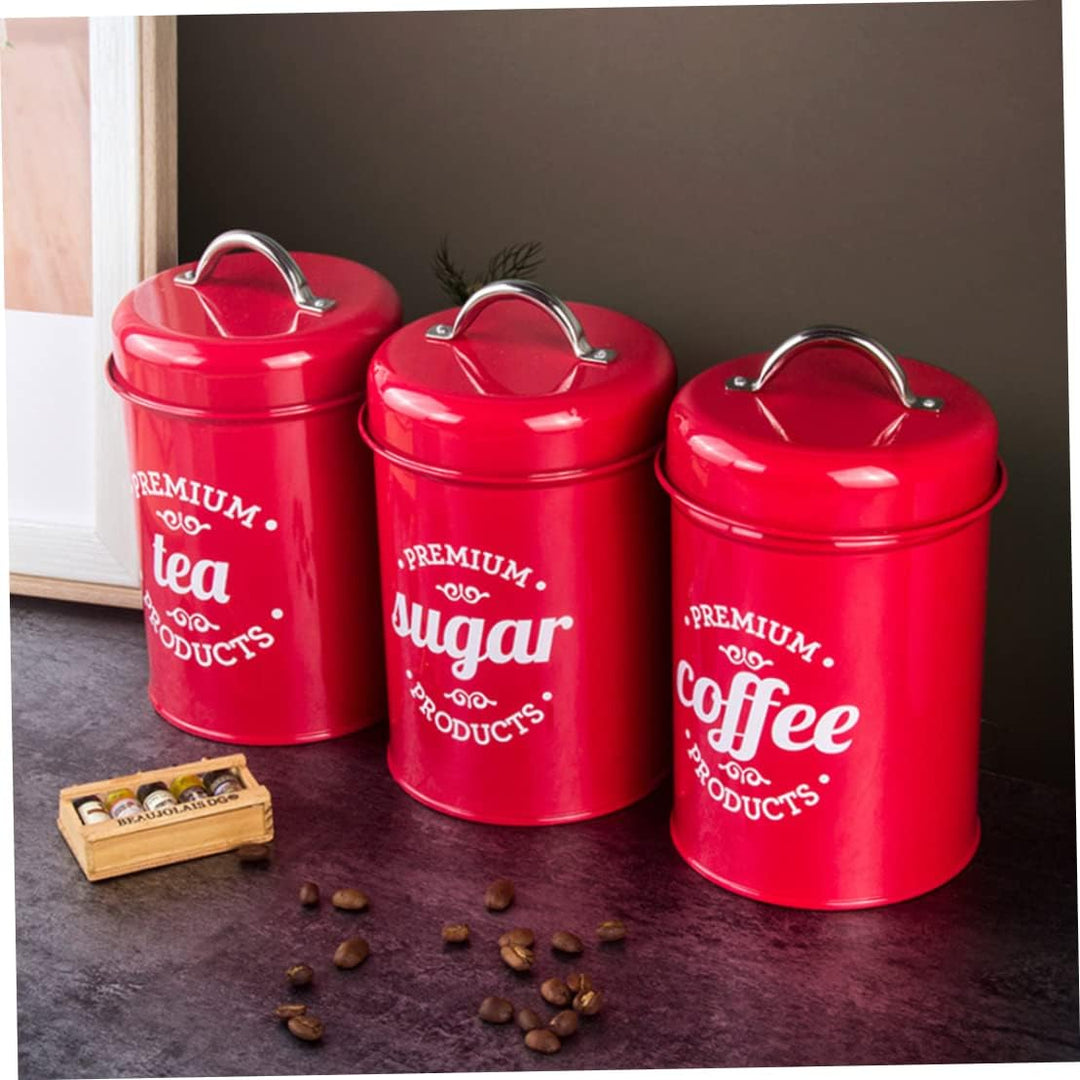 Küchenkanister luftdichtes Metallkanister Dekorationen mit Deckel Set für Zucker Kaffee Tee Aufbewah