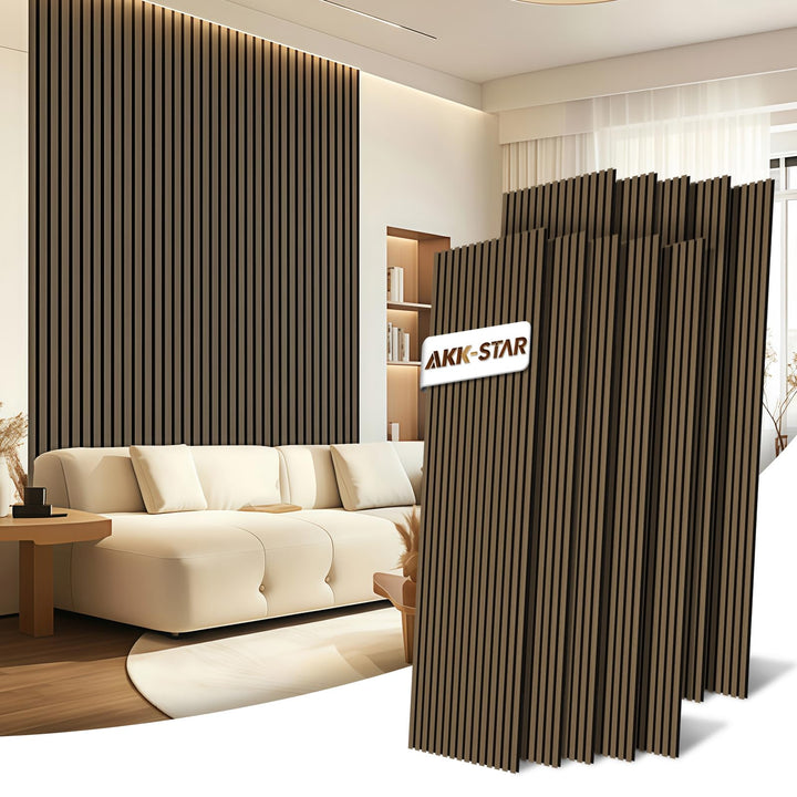 AKK-STAR Akustikpaneele Holz - 14,4 m² (10 Stück 240x60cm) | Schalldämmung, Akustikverbesserung für
