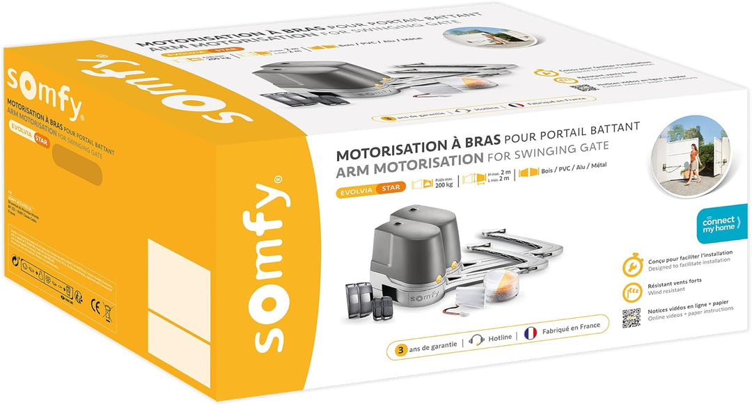 Somfy 2401288 - Torantrieb mit Flügelarm Evolvia Star | für Flügelhöhe und Breite max. 2 m | mit 3 K