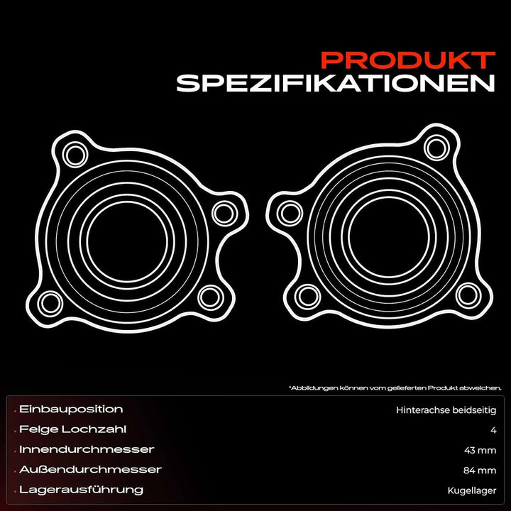 Frankberg 1x Radnabe Radlager Hinterachse Kompatibel mit 200 SX S13 1.8L Coupe 1988-1993 200 SX S14