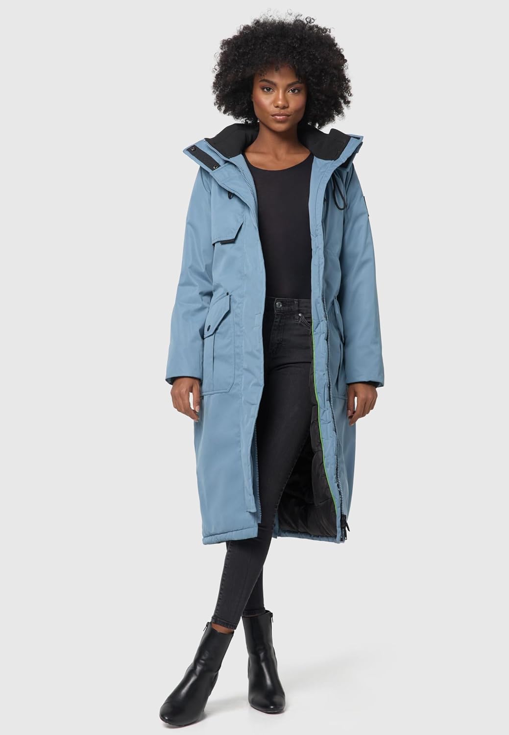 Navahoo Damen Wintermantel Warmer Parka lang mit hohem Kragen und weicher Kapuze Hokulanii XS-XXL S