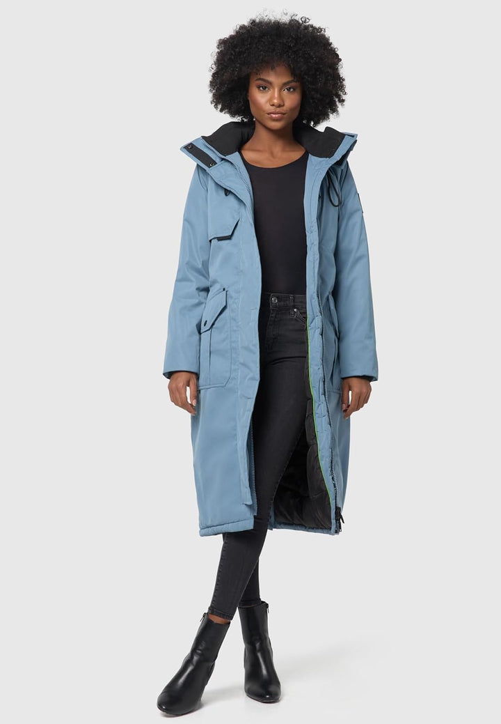 Navahoo Damen Wintermantel Warmer Parka lang mit hohem Kragen und weicher Kapuze Hokulanii XS-XXL S