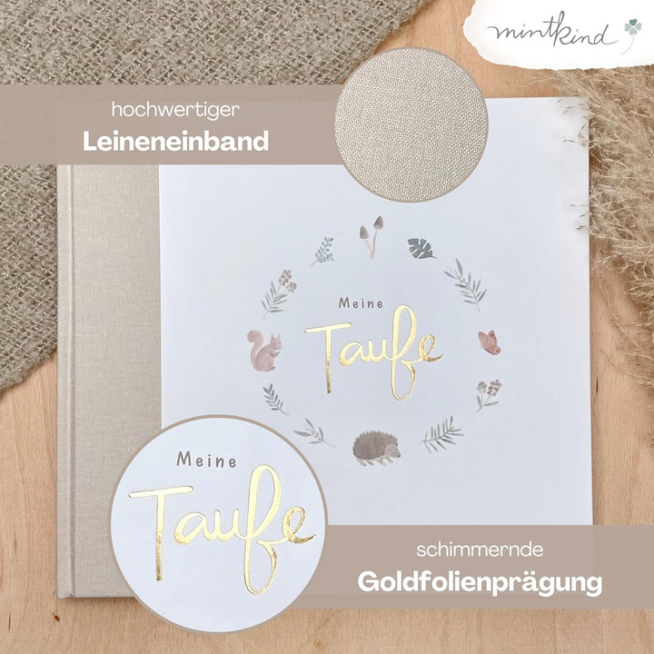 mintkind® Gästebuch Meine Taufe Wald I für Junge & Mädchen | Taufbuch, Taufgeschenk, Taufalbum, Erin