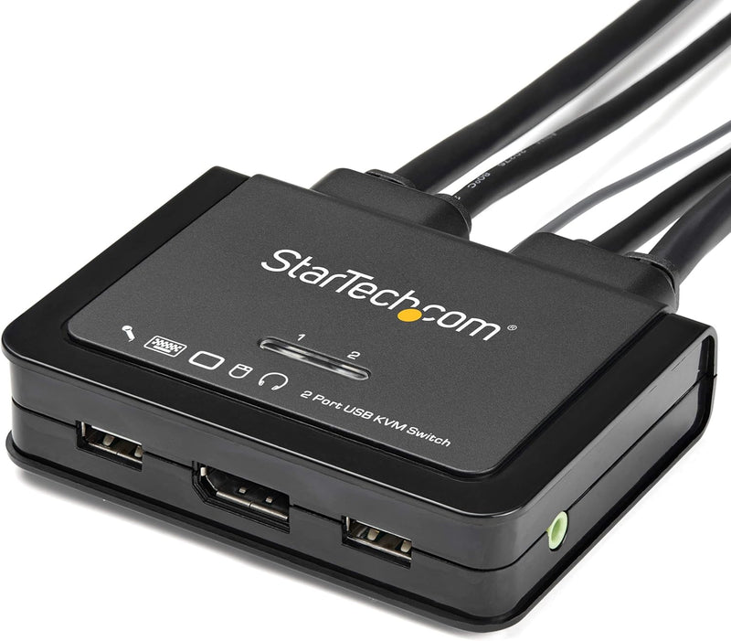 StarTech.com 2-Port USB DisplayPort KVM Switch - 4K 60 Hz - UHD DP 1.2 USB-KVM Umschalter mit 1,2 m