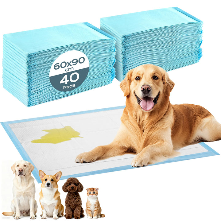 PIPI Matten für Hunde, 40 Stück Trainingspads, Wickelunterlagen Einweg 60X90cm, Einmalunterlagen, Au