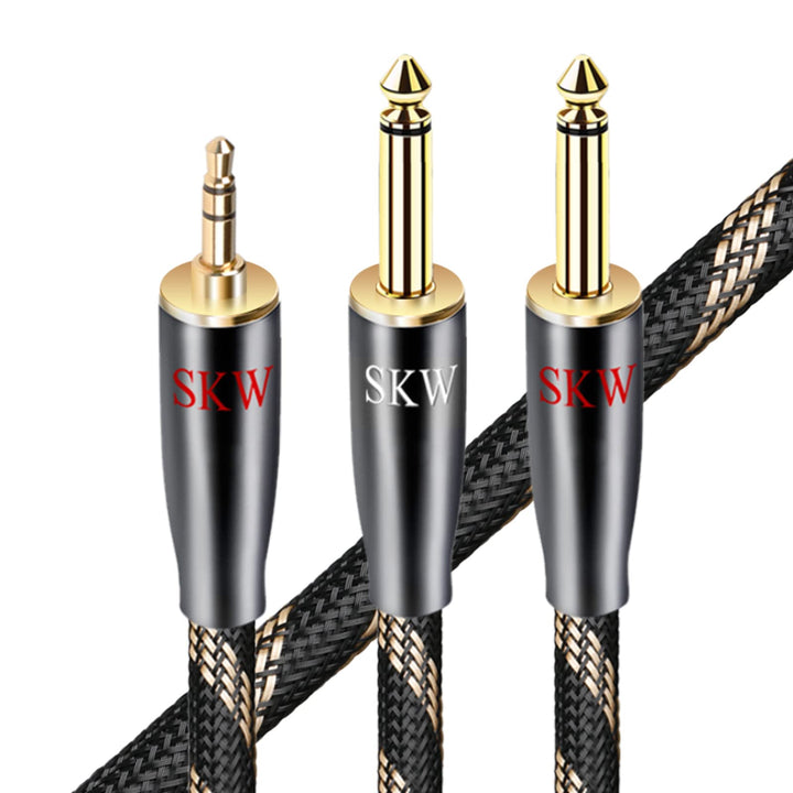 SKW 3.5mm Klinke auf Dual 6.35mm Y Audio Splitter Kabel, hochreines Kupfer Instrument Kabel Unterstü
