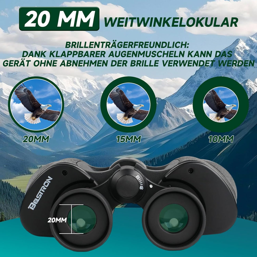 BOSTRON Kompaktes Fernglas 7x50 für Erwachsene, Stossfest HD Ferngläser mit PORRO-Prism,Profi Feldst