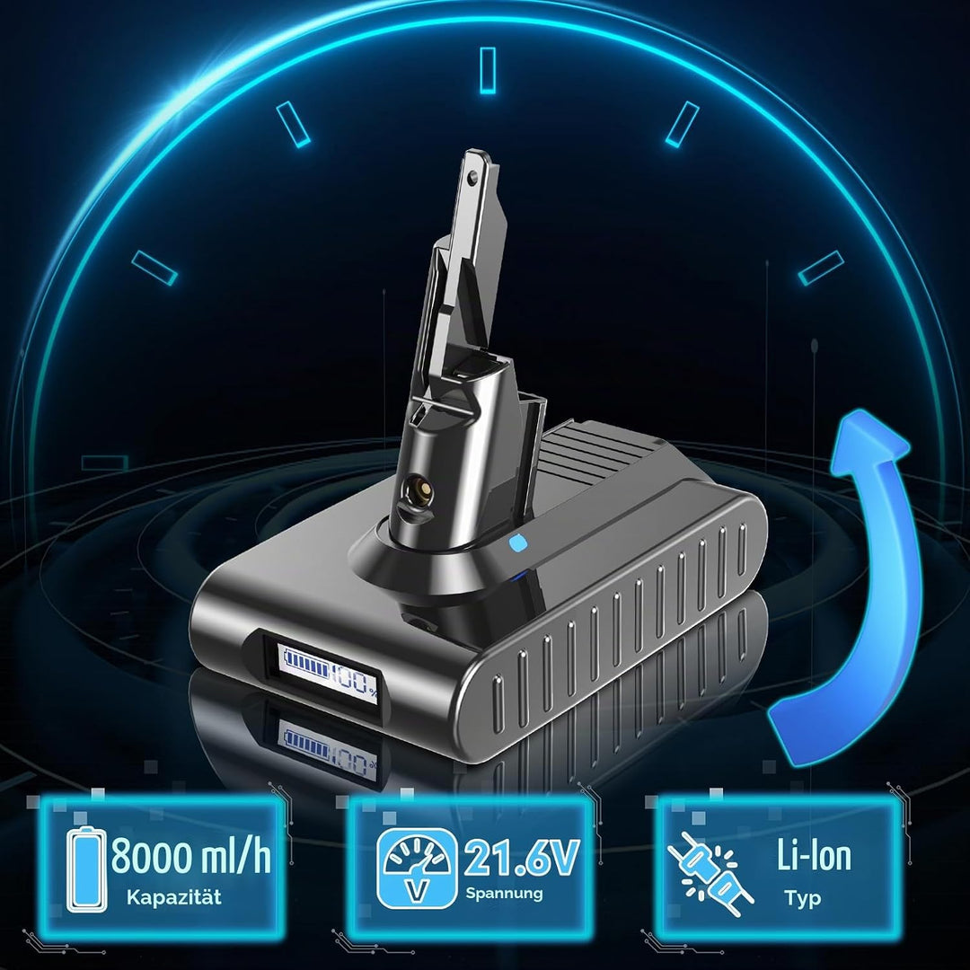 8000mAh V7 Akku Ersatzakku für Dyson V7 SV11 Kompatibel mit Dyson SV11 Animal Tigger Motorhead Absol