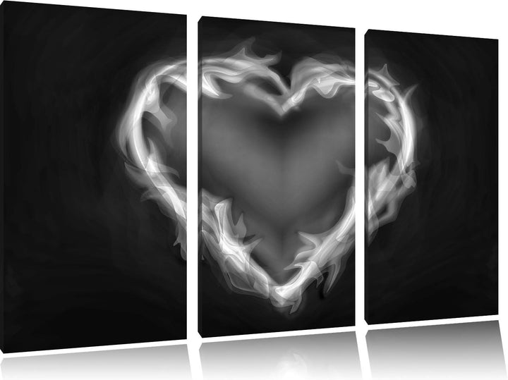 Pixxprint Herz aus Feuer als Leinwandbild | Grösse: 3 Teilig (120x80) | Wandbild| Kunstdruck | ferti