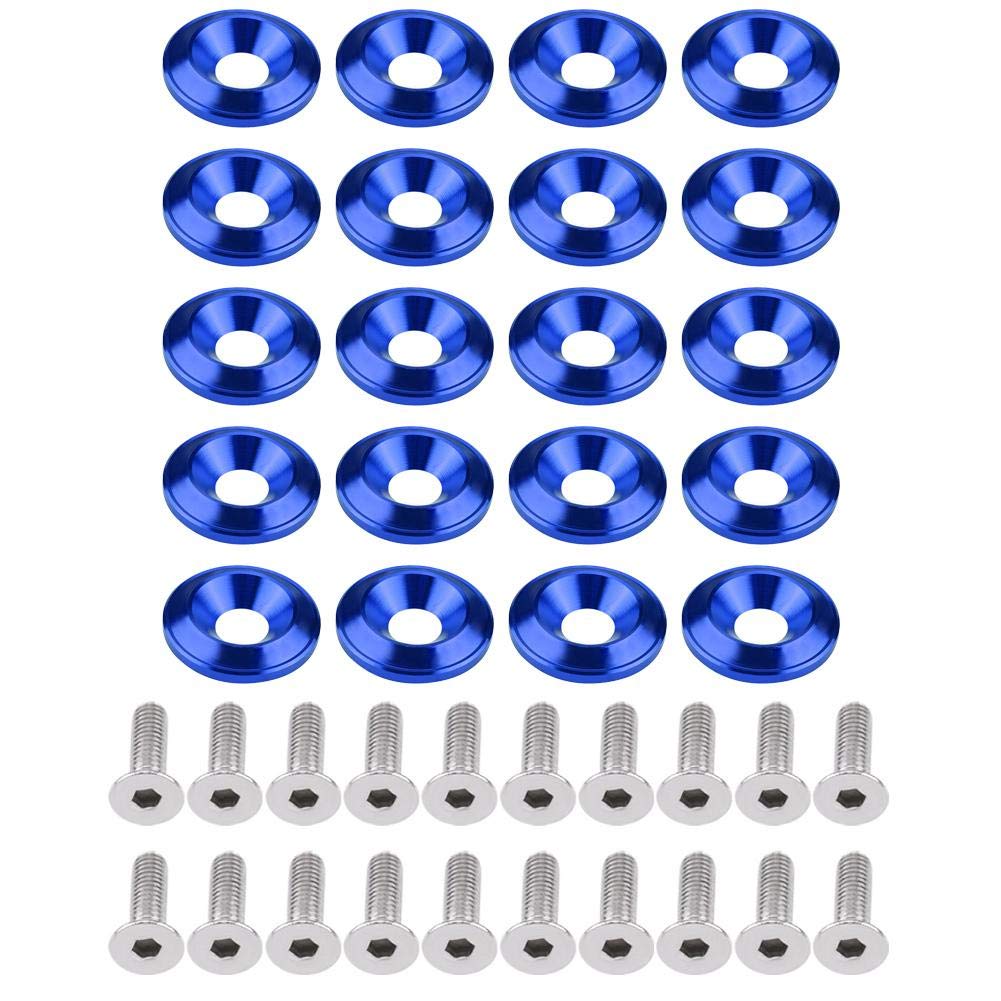 EVGATSAUTO 20Pcs Aluminium Unterlegscheiben Schrauben, Universal Fahrzeug Stossstange Unterlegscheib