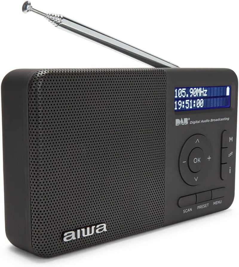 AIWA RD-40DAB/BK: Wiederaufladbares digitales Radio (Dab/Dab+/FM, integrierter Lautsprecher, 100 Sen