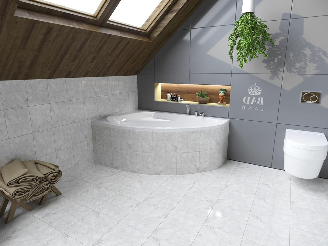 BADLAND Badewanne Original Weiss Acryl Wanne Eckbadewanne MAREA 150x100 Links KOMPLETTSET SET mit We