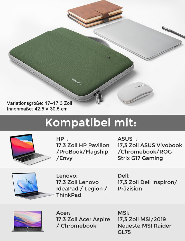 DOMISO 17 Zoll Wasserdicht Laptophülle Laptop Sleeve Case Notebook Hülle Tasche Schutzhülle für 17,3