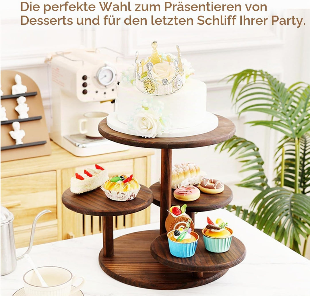 Etagere Tortenständer/Cupcake Ständer Aus Holz 4 Etagen,Desser Halter Turm Serviertablett Mit Mehrer
