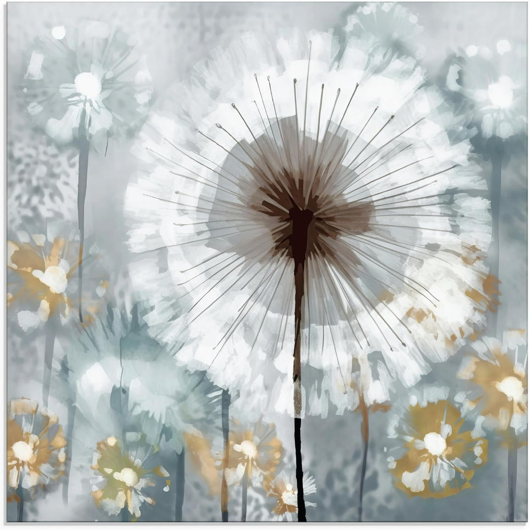 Artland Glasbilder Wandbild Glas Bild einteilig 50x50 cm Quadratisch Abstrakte Kunst Pflanzen Blumen