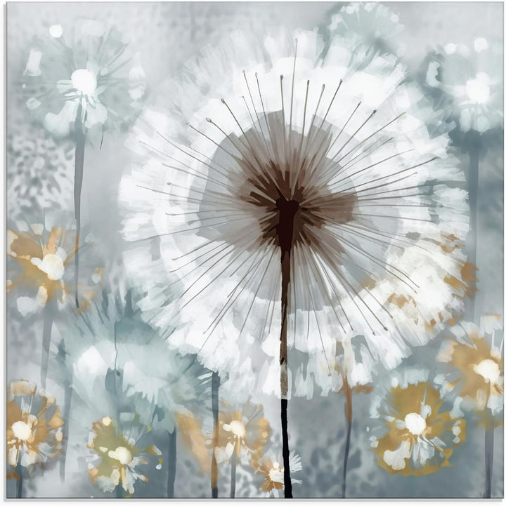 Artland Glasbilder Wandbild Glas Bild einteilig 50x50 cm Quadratisch Abstrakte Kunst Pflanzen Blumen