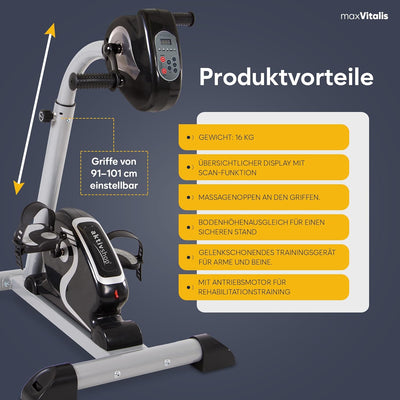 maxVitalis 2in1 Arm und Beintrainer mit Motorunterstützung, Elektro Heimtrainer höhenverstellbar, pa