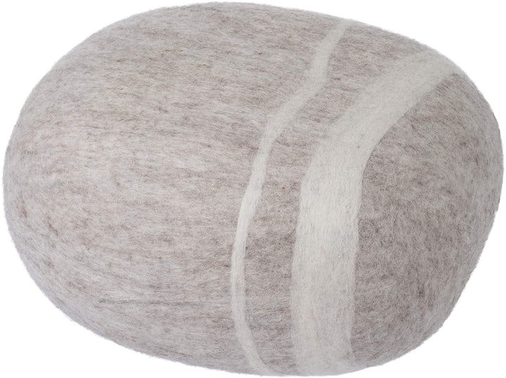 Béla - Filz Kieselstein, Meditationskissen, Yogakissen, Dekokissen, Pouf, beige rund - Grösse M 40 x