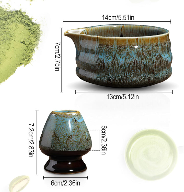 Matcha Set 2-teilig Matcha-Schale mit Ausgiesser Japanische Matcha-Schale mit Ausgiesser Minimalisti