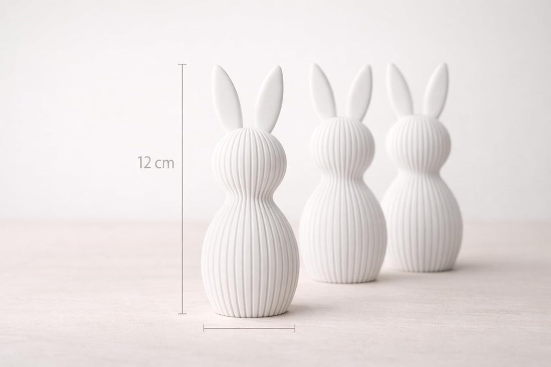 ALBA Hasen Deko 3er Set 12 cm – 3D Druck Deko Figuren im Skandinavischen Stil – Moderne Osterdeko Mi