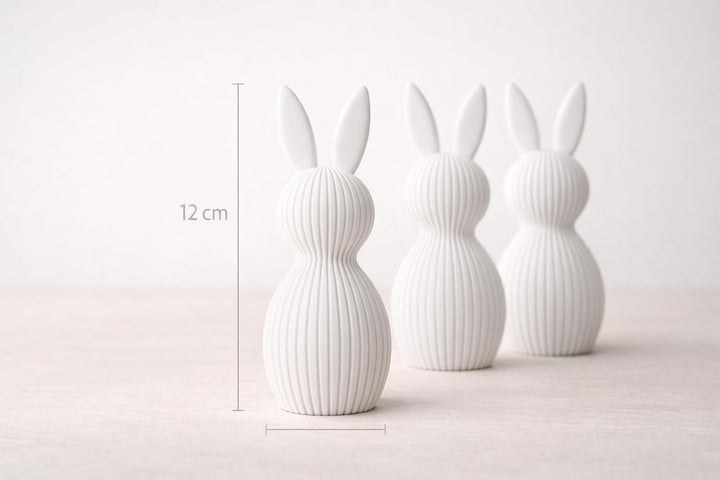 ALBA Hasen Deko 3er Set 12 cm – 3D Druck Deko Figuren im Skandinavischen Stil – Moderne Osterdeko Mi
