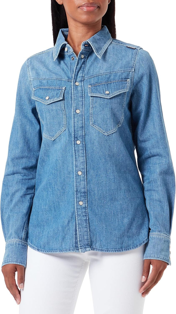 G-STAR RAW Damen Slim Denim Wmn Shirts S Blau (Faded Cricket Blue D23682-d252-d891), S Blau (Faded C