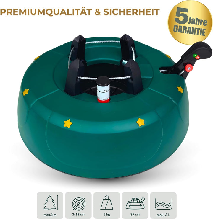 Stabiler Christbaumständer für Baumhöhe bis 3m, mit Fusspedal und Einseiltechnik, inkl. 3L Wassertan
