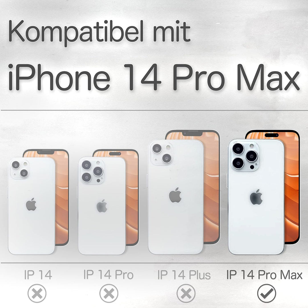 NALIA Echt-Leder Flipcase kompatibel mit iPhone 14 Pro Max Hülle, Handgefertigt Rindsleder Schutzhül