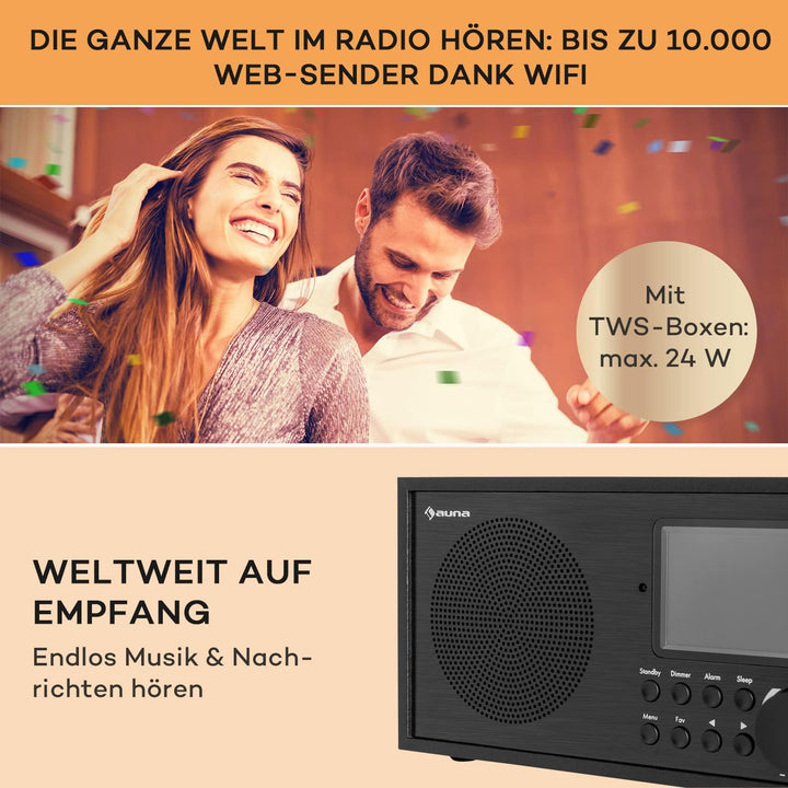 Auna Silver Star Radio, Aufladbares DAB-Radio, DAB Plus Radio mit Bluetooth, Radio Batteriebetrieben