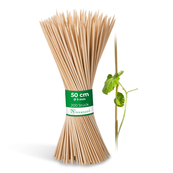Novatool 200x Splittstäbe 50 cm x 5 mm I Natur I Rankstäbe Tomatenstäbe Rankstab Tomatenstab Blumenh